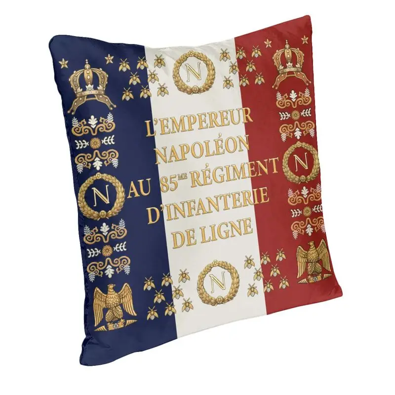 Napoleonic French 85th Regimental Flag Cushion Cover 35x35 cm France Fleur De Lis Velvet Nordic Throw Pillow Cases for Car Sofa