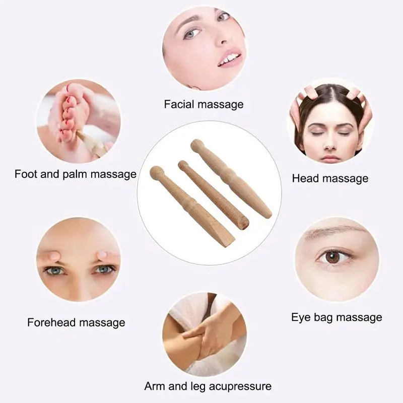 Manual Wooden Massage Stick Set Effective Relief Muscle Relaxing Body Therapy for Daily Use