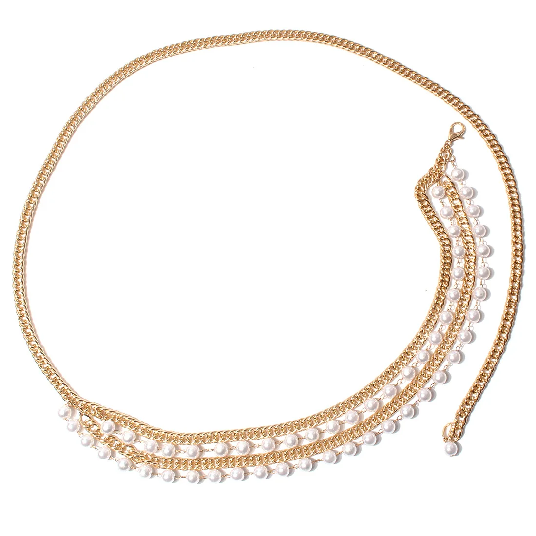 simple Pearl metal high-end waist chain with and versatile temperament, multi-layer body chain, spicy girl street nightclub de