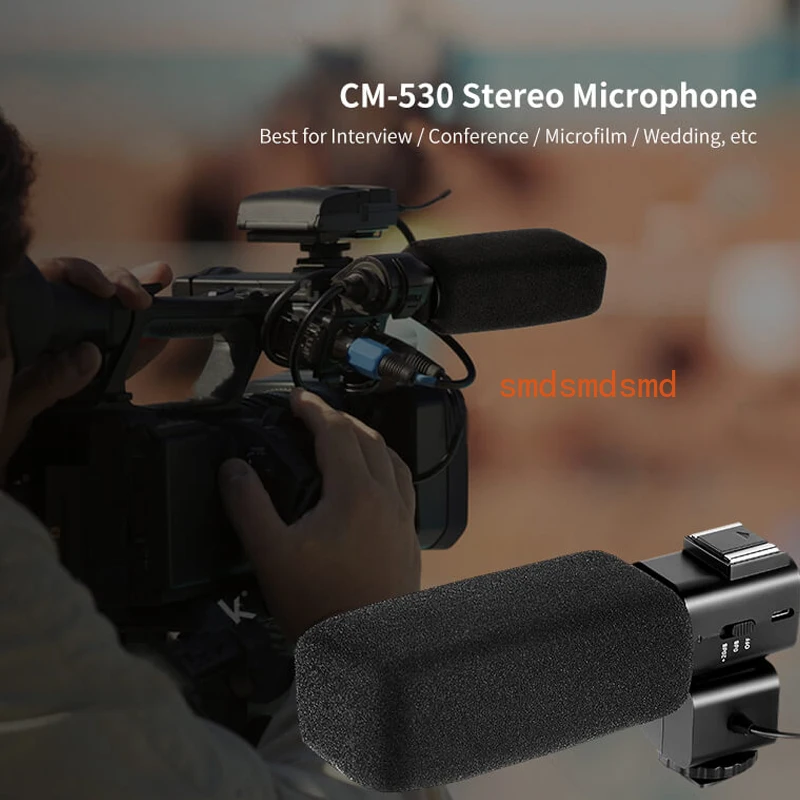 On-Camera Stereo Microphone for YouTube Vlog Live Streaming DSLR DV Camcorder Video Sound Recorder