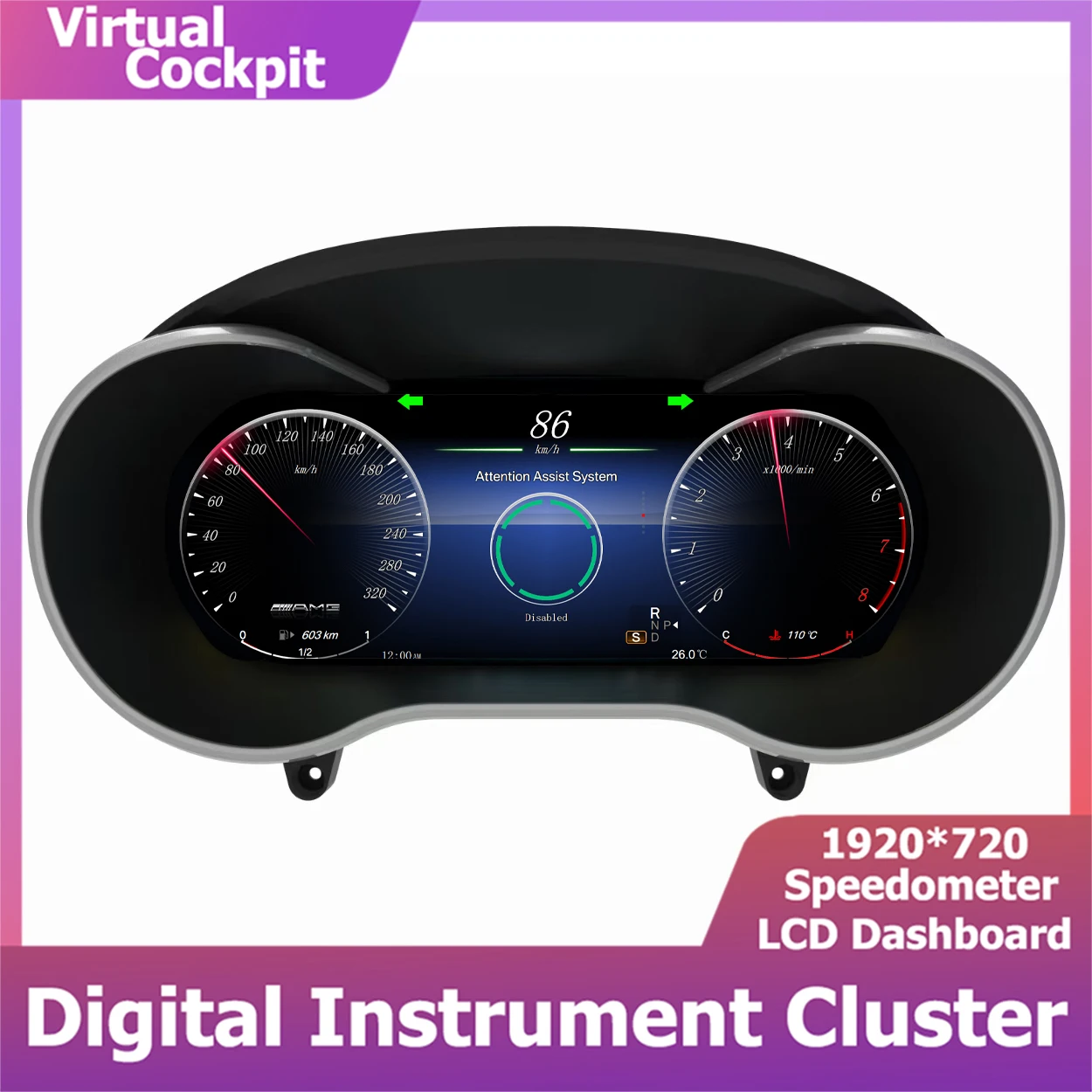 

12.3 ''Digital Virtual Cockpit Instrument Cluster For Mercedes Benz C GLC W205 X253 NTG5.0 5.1 2015-2018 Speedometer Dashboard