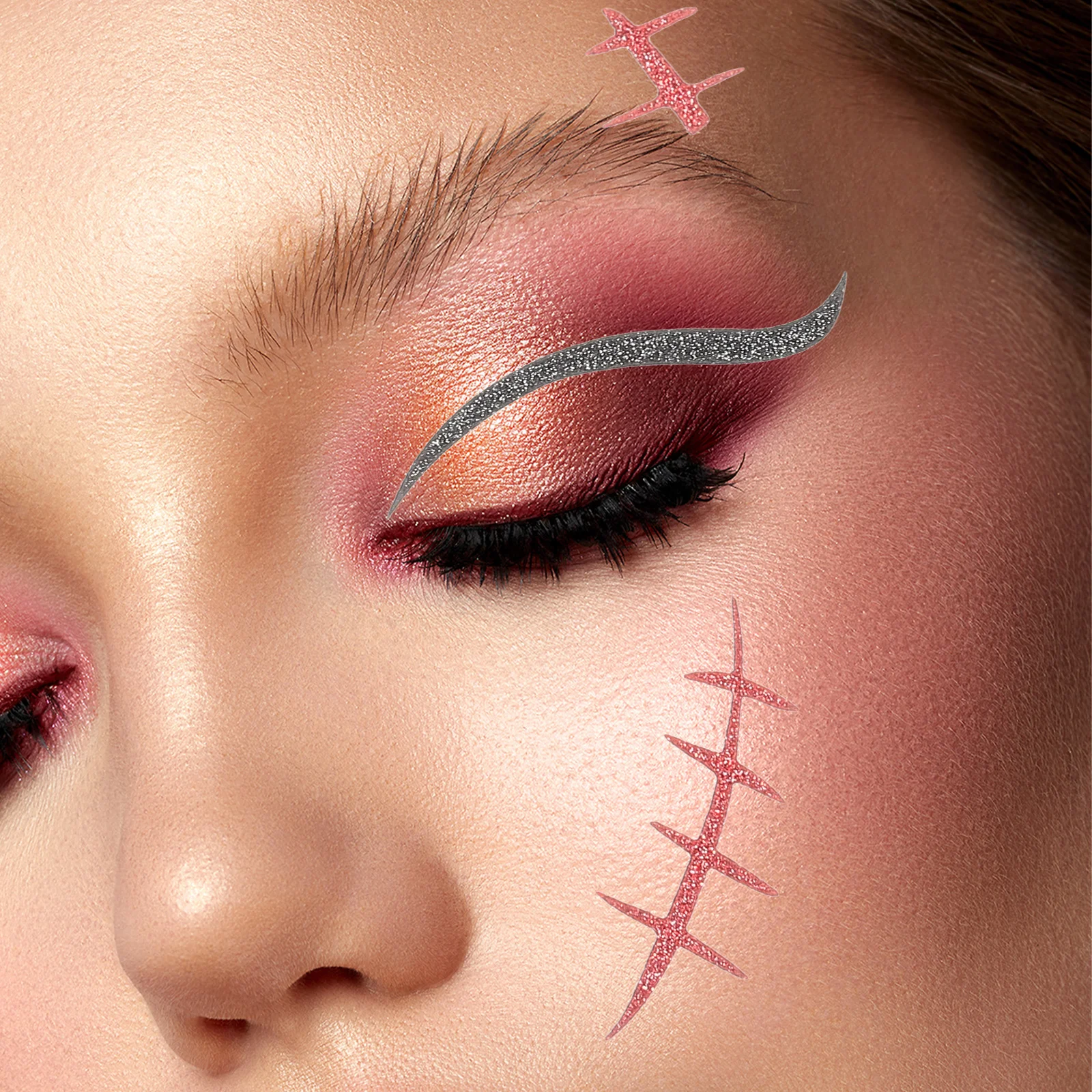 

Rhinestones Halloween Decorations 2 Sheets Face Gem Stickers Temporary Tattoos Bright Colors Safe Material Cosplay Kids Party
