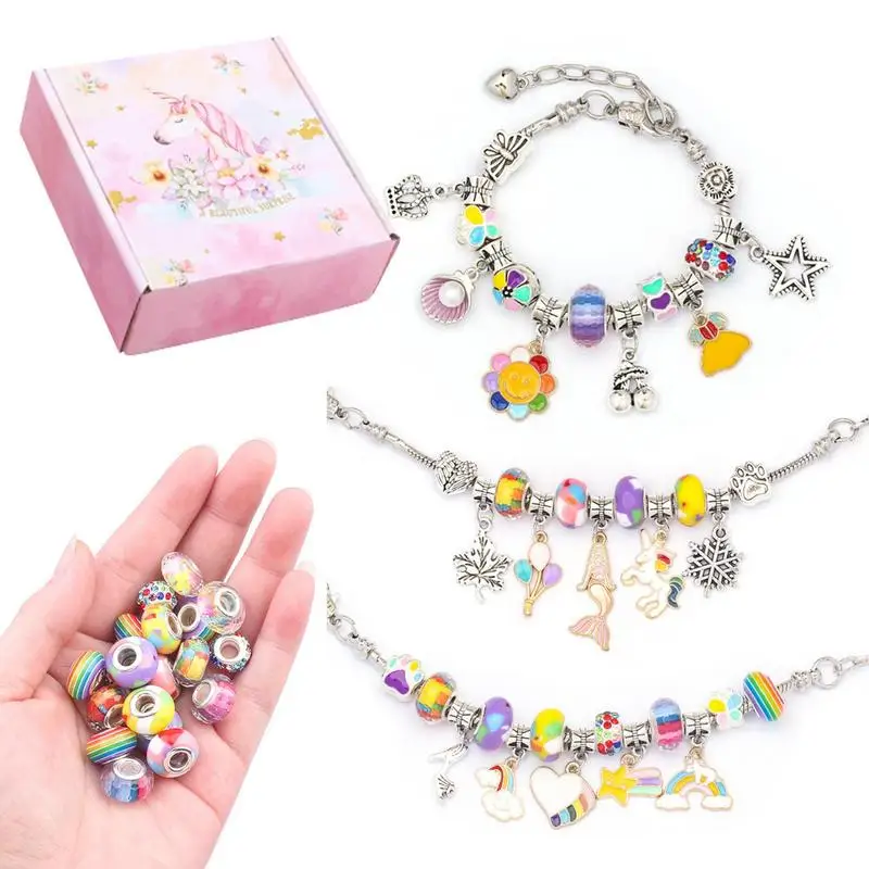 63 PCS Christmas Jewerly Making Kit Charm Bracelet Necklaces Present Pandora Alloy Beads Set DIY Child Bracelet Freeshiping