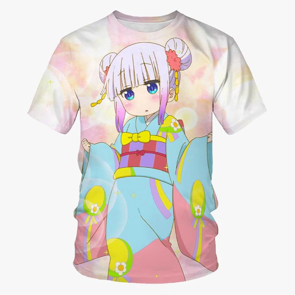 Anime Dragon Maid Kanna Kamui 3D Print T-shirt Unisex Casual Harajuku Short Sleeves T-shirt Japanese manga Kids Top 100-6XL