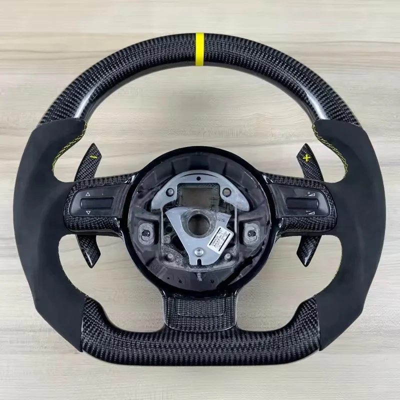 For Audi TT MK2 2006-2014 TTS R8 Carbon Fiber Suede Leather Steering Wheel Modified Automobiles Steering Wheels Accessories