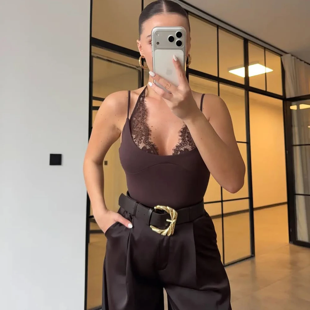 Talenza Sexy Lace Jumpsuit Women's Fashion Backless Lace Patchwork Lace Up Slim Playsuits Elegant Summer Hot Girls Party Rompers