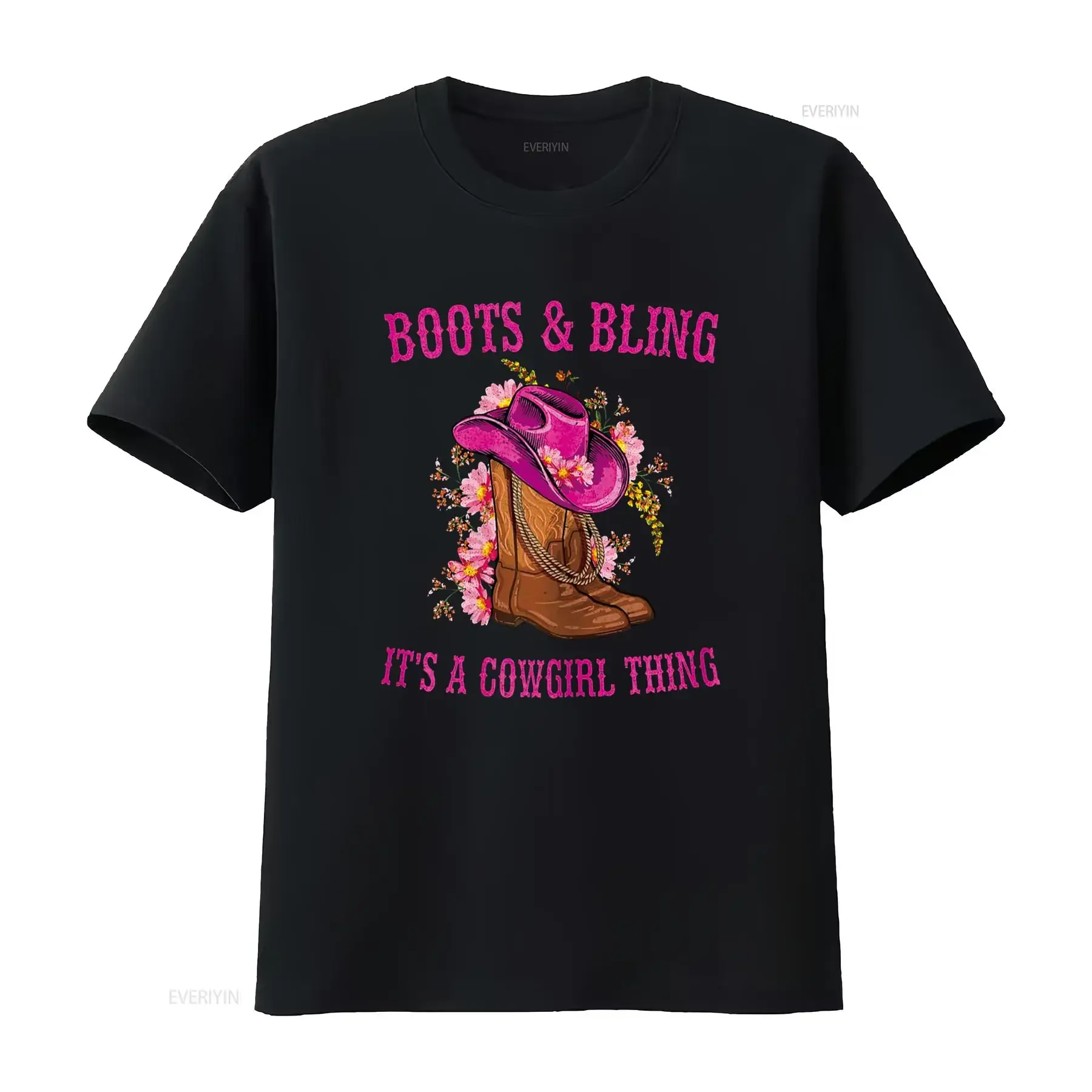 Boots and Bling its a Cowgirl Thing Cute Love Country Life T Shirt vintage Washed Casual Stretched graphic Soft fashion