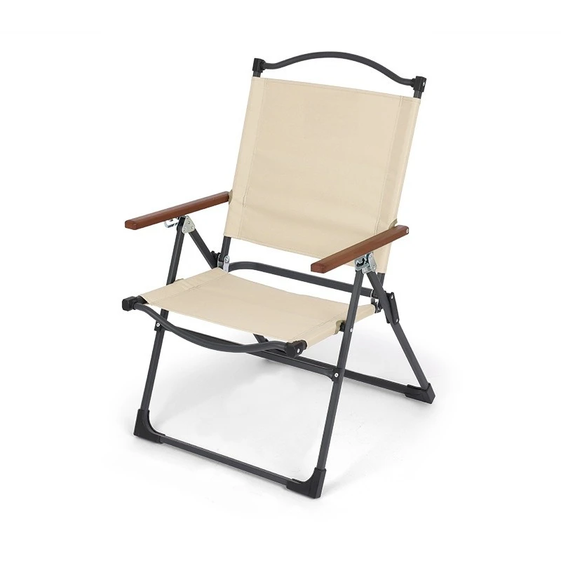 3-Speed Adjustable High Back Chair Fold-up Portable Outdoor Seat for Camping Trip Beach Leisure