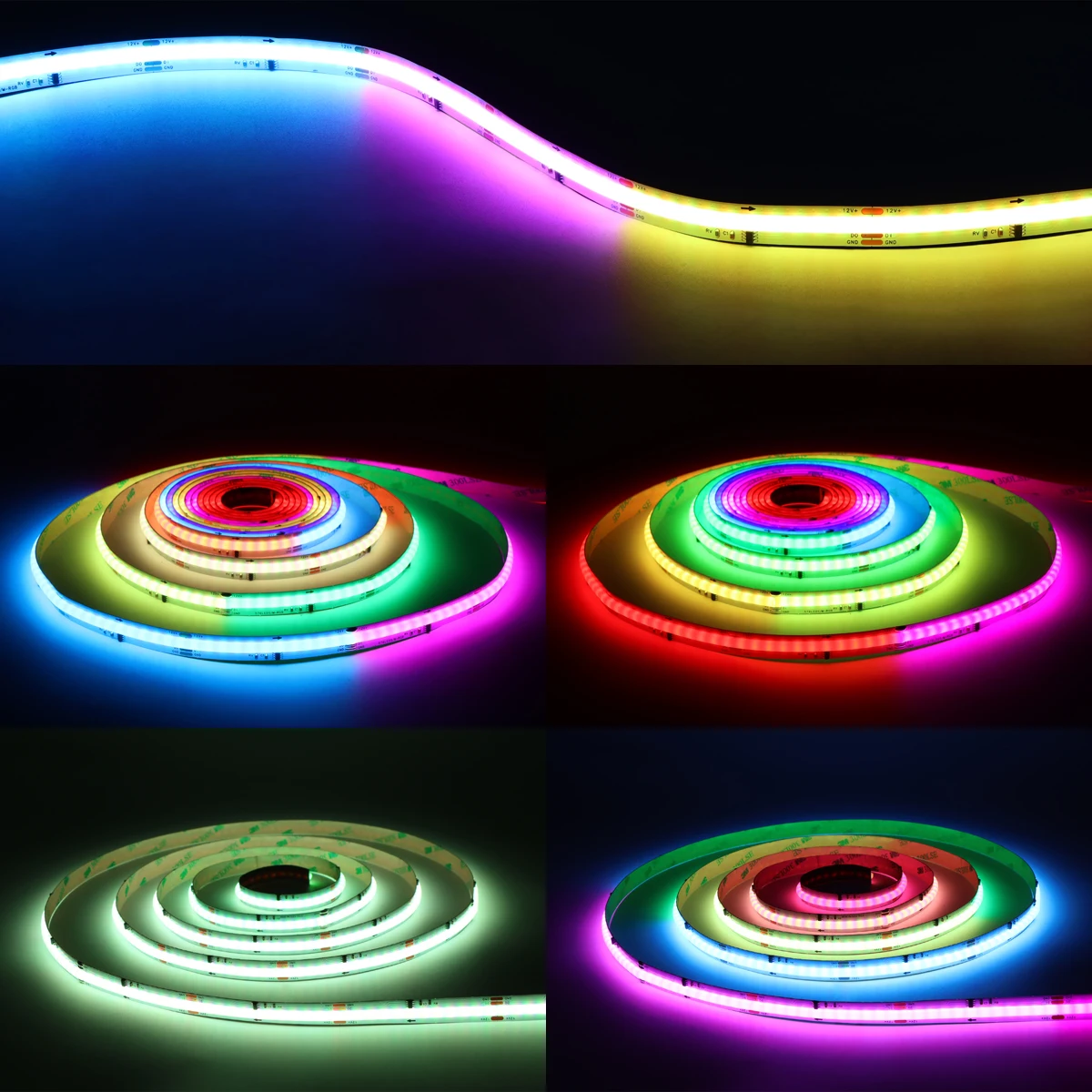 COB LED Strip Lights 12V 576LEDs/M FCOB SPI RGB IC Neon Tape WS2811 Addressable RGBIC Dreamcolor Chasing Strip For Room Decor