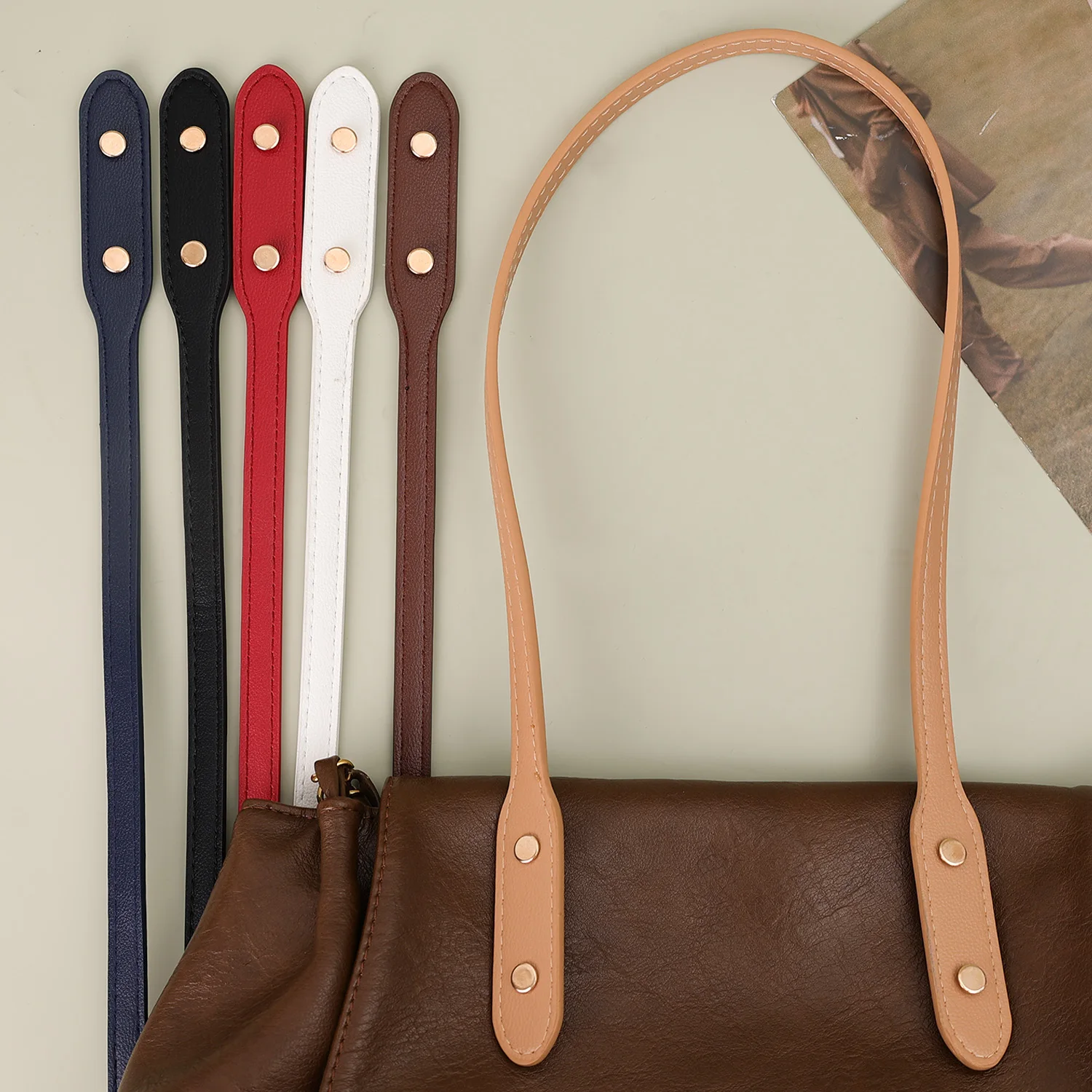 Cinghie per borse in pelle PU da 2 pezzi 73 cm con rivetti Cinghie per borse a tracolla staccabili Cinghie di ricambio per borse fai da te Accessori per marcatura