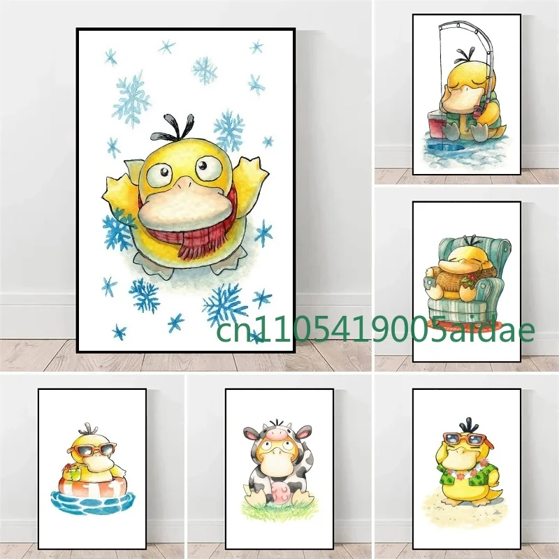 

Japan Anime Pokemon Psyduck Canvas Decoration Painting Printed HD Poster Anime Style Picture Wall Art Home Decoration Kids Gifts