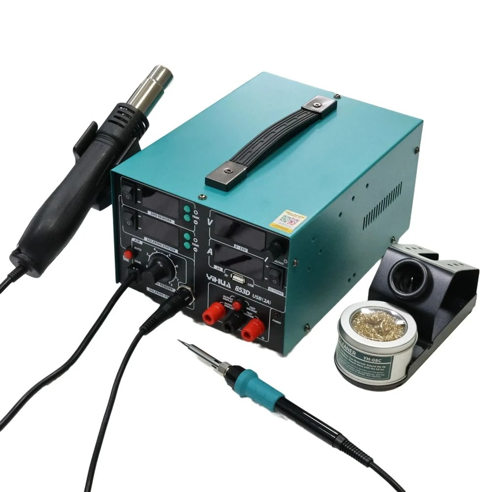 

853D 2A USB Power Supply Soldering Iron Kit Hot Air 3-in-1 Soldering Station Phone Repair Rework Desoldering Station 110V/220V