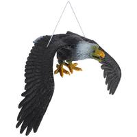 Hanging Bird Deterrent Plastic Eagle Ornament Outdoor Eagle Figurine Vivid Flying Bird Hawk Decoy Garden Scarecrow 37x15.5x7cm