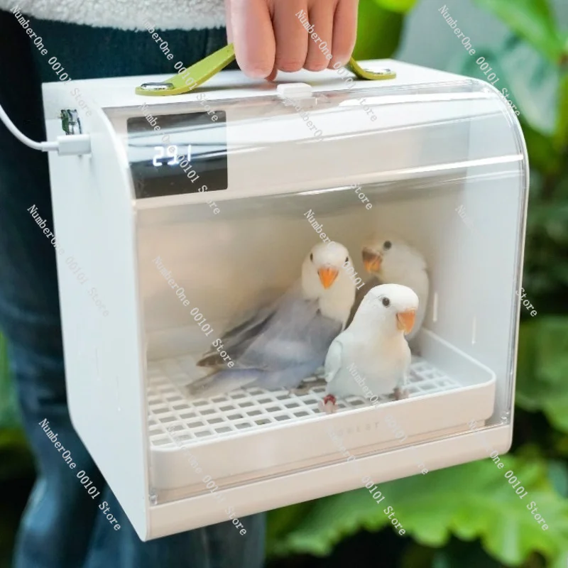 Portable Parrot Incubator Smart Thermostat Brooder Box Travel Cage Carrier With Temperature Control For Budgie Cockatiel Car