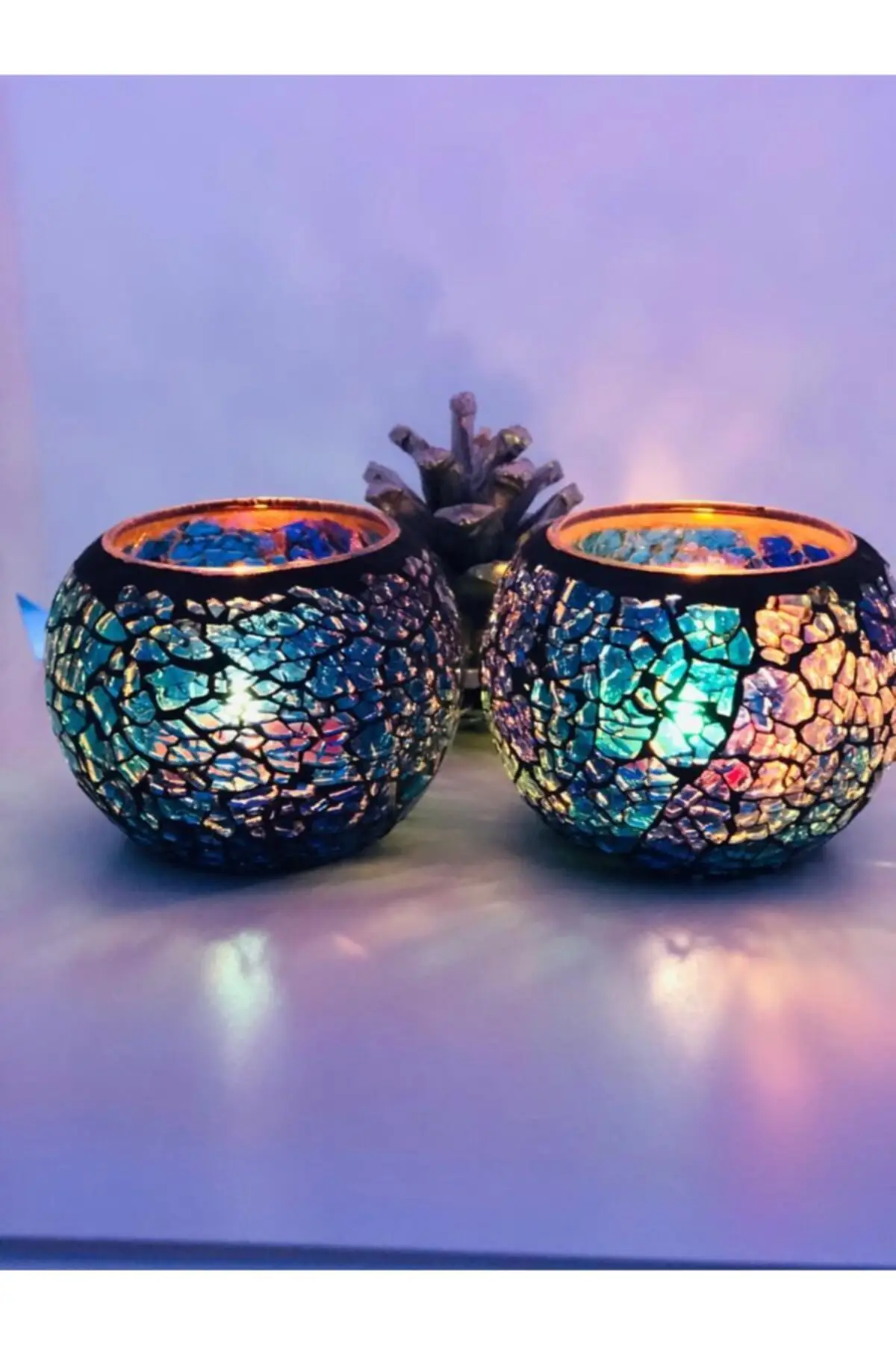 Mosaic Glass 2 Piece Candle Holder Set Gift Scandinavian Model Handmade Candle Mold Candlestick Vase