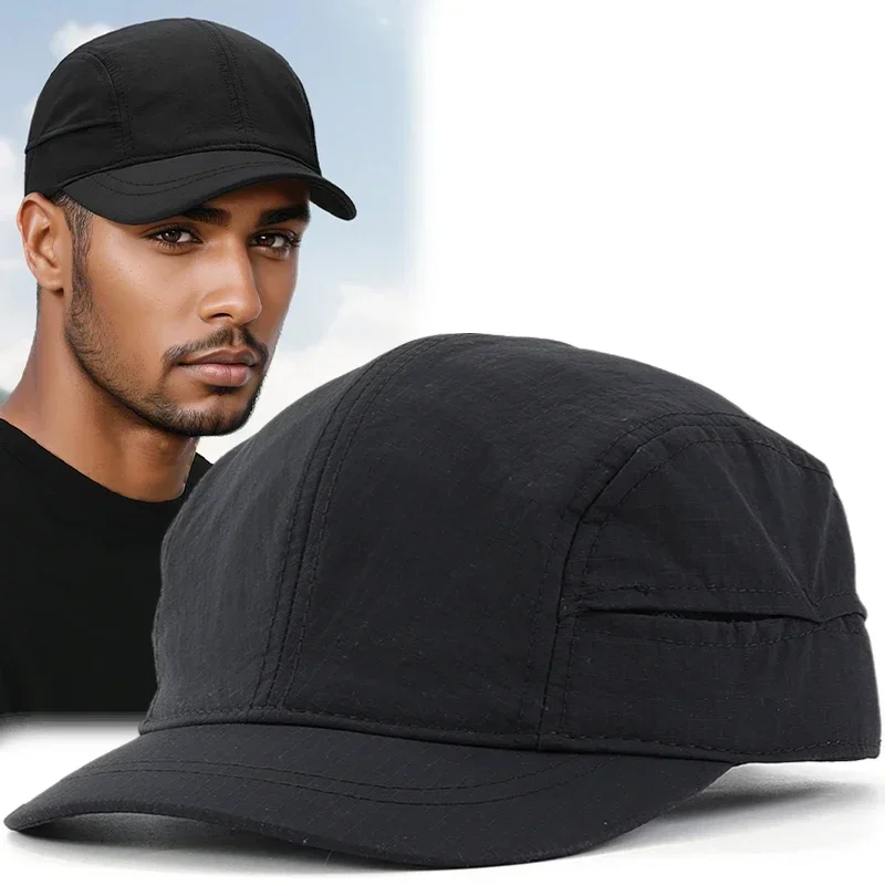 Quick Drying Big Head Size Women Golf  5cm Short Brim Summer Closure Sun Hat Breathable  Black Hat for Men Baseball Cap Soft Top