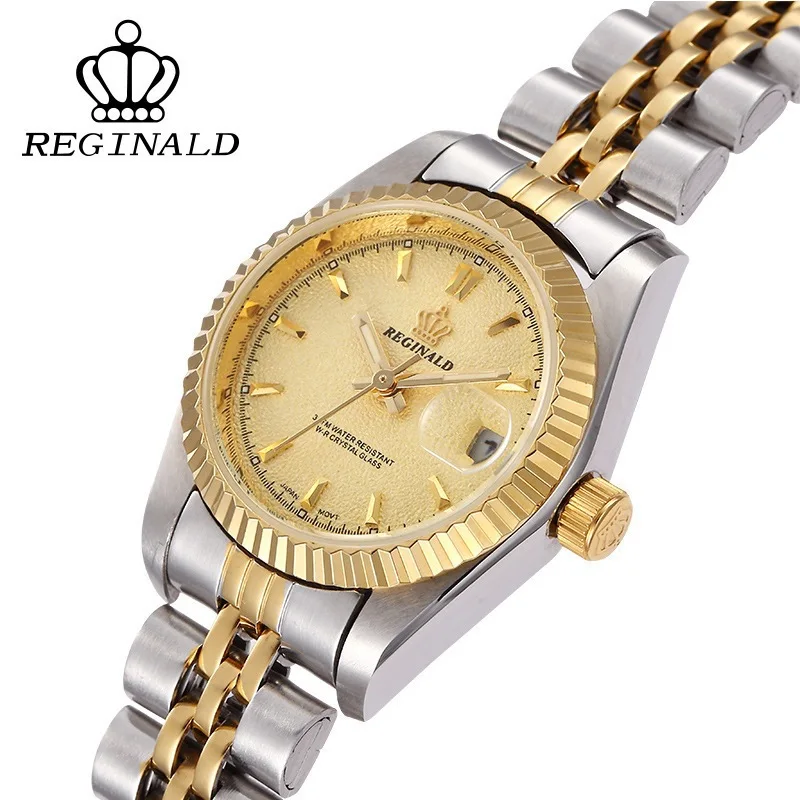 Fashion Top Brand Hight Quality Crown Reginald Luxury Clock Business Full Stainless Steel Auto Date Quartz Ladies Dames Horloge