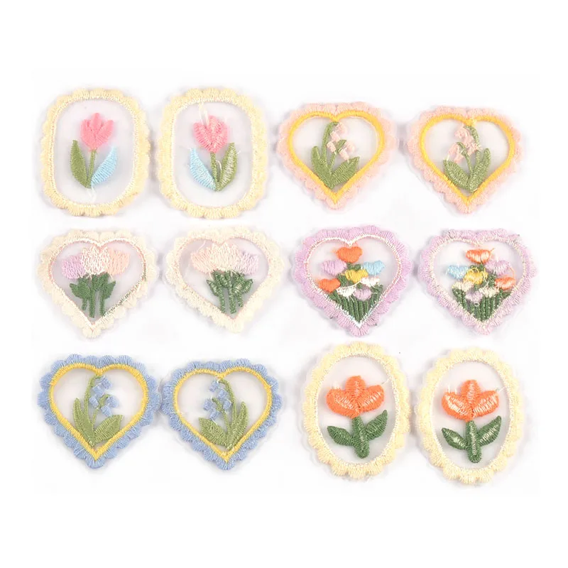 10pcs 4-4.9cm Creative Frame Flower Lace Edge Patch Embroidered Sewing Clothes Appliques Accessories DIY Craft Handmade Material