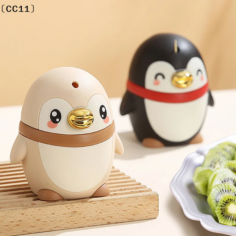 Automatic Push-Out Toothpick Dispenser - Cute Penguin-Shaped Portable Toothpick Holder Plastic Case Adults Penguin Design〔CC11〕