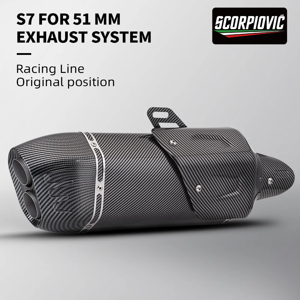

Universal 51mm Motorcycle Double Hole Exhaust Escape Tail Pipe Modified Muffler For Z400 R3 T700 F850GS CRF1100L TMAX530 560 S7