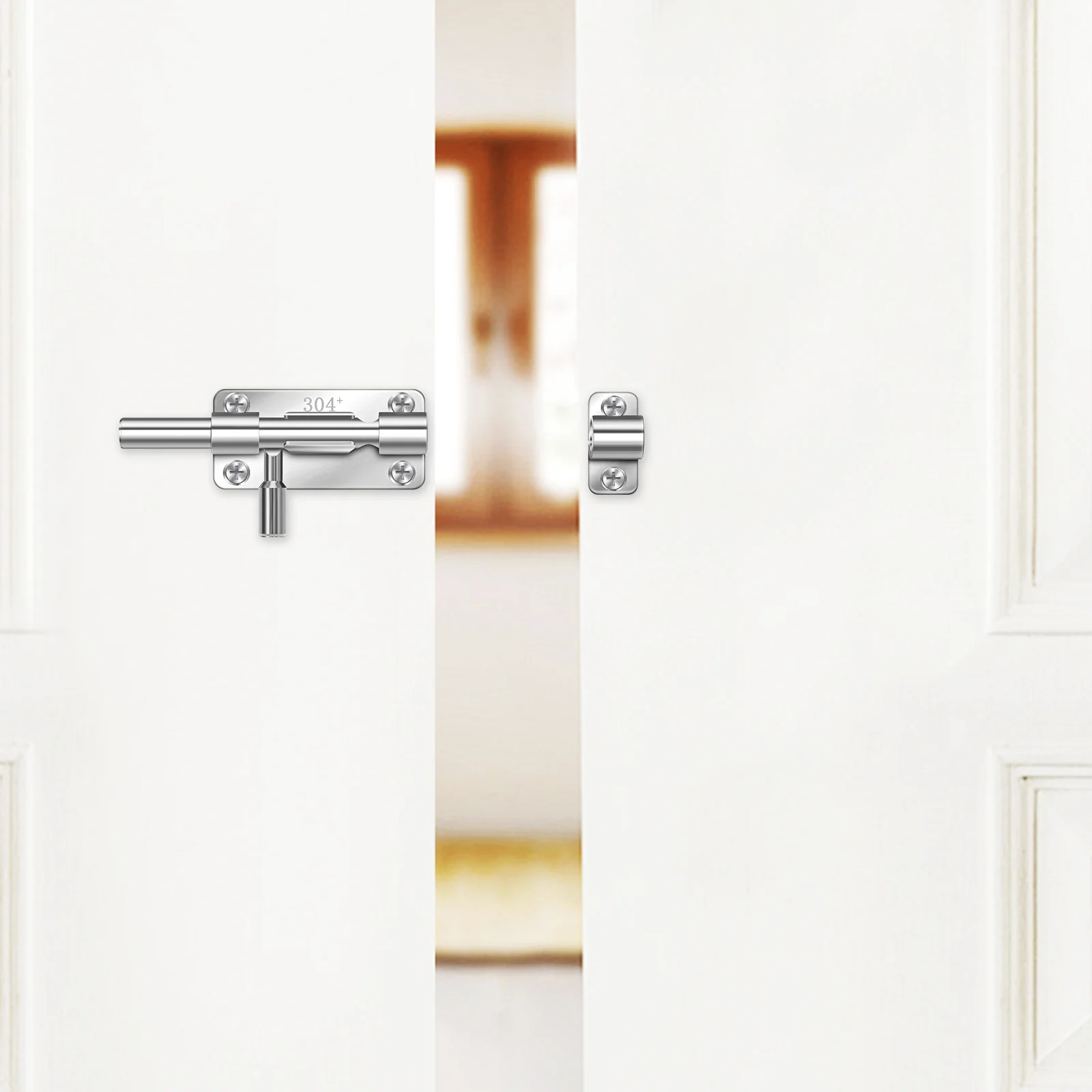 

2pcs Stainless Steel Sliding Bolt Security Hardware Barn Bathroom Closet Screen Heavy Duty Exterior Gate With Lock Hole For