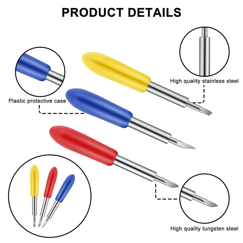 60 Pieces Replacement Cutting Blades For Cricut Explore Air 2/Air 3/Maker, Include 15 Pieces Fine Point Blades