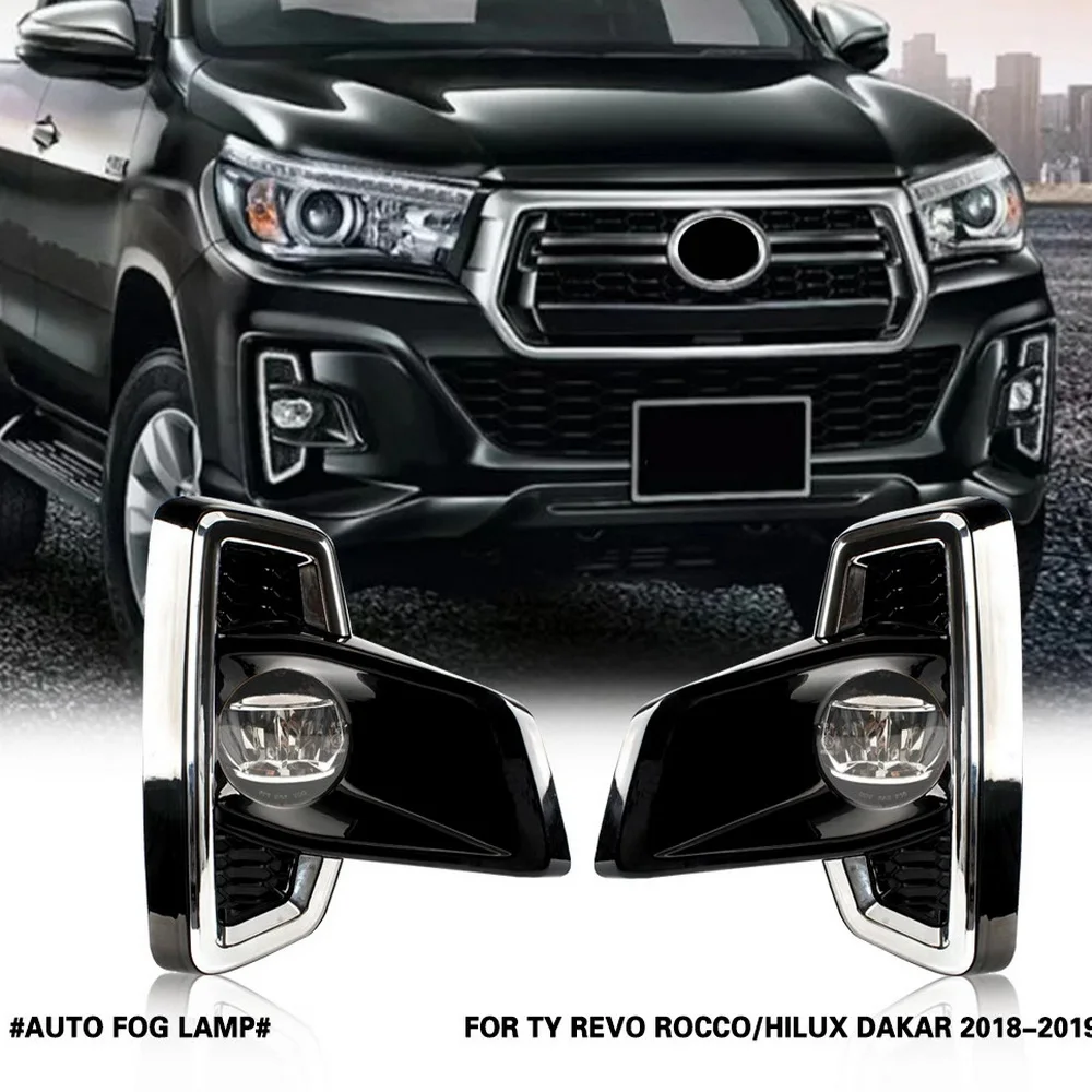 

July King Car LED Fog Lamp Assembly for Toyota Hilux Revo Rocco 2018 2019, 6000K 10W LED Fog Lamp + Frame + Harness + Switch