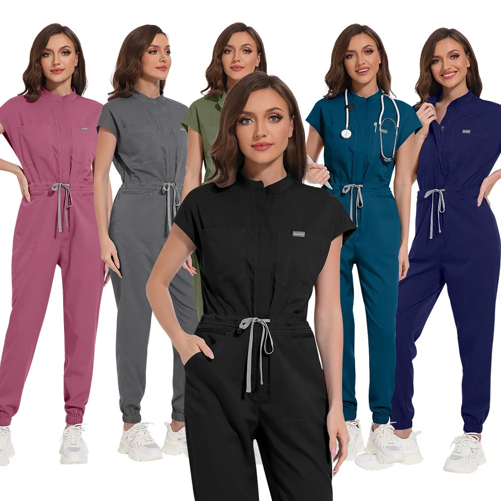 

Sleeveless Medical Jumpsuit - Slimming High-Quality Scrubs Uniform for Hospital Doctors & Nurses
