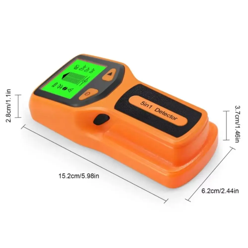 เครื่องมือค้นหาสายไฟฟ้าแรงดัน AC พร้อมจอ LCD แสดงผล ตรวจวัดโลหะ เครื่องสแกนผนังไฟฟ้า อุปกรณ์วัด 5 in 1 เครื่องค้นหาโลหะอิเล็กทรอนิกส์