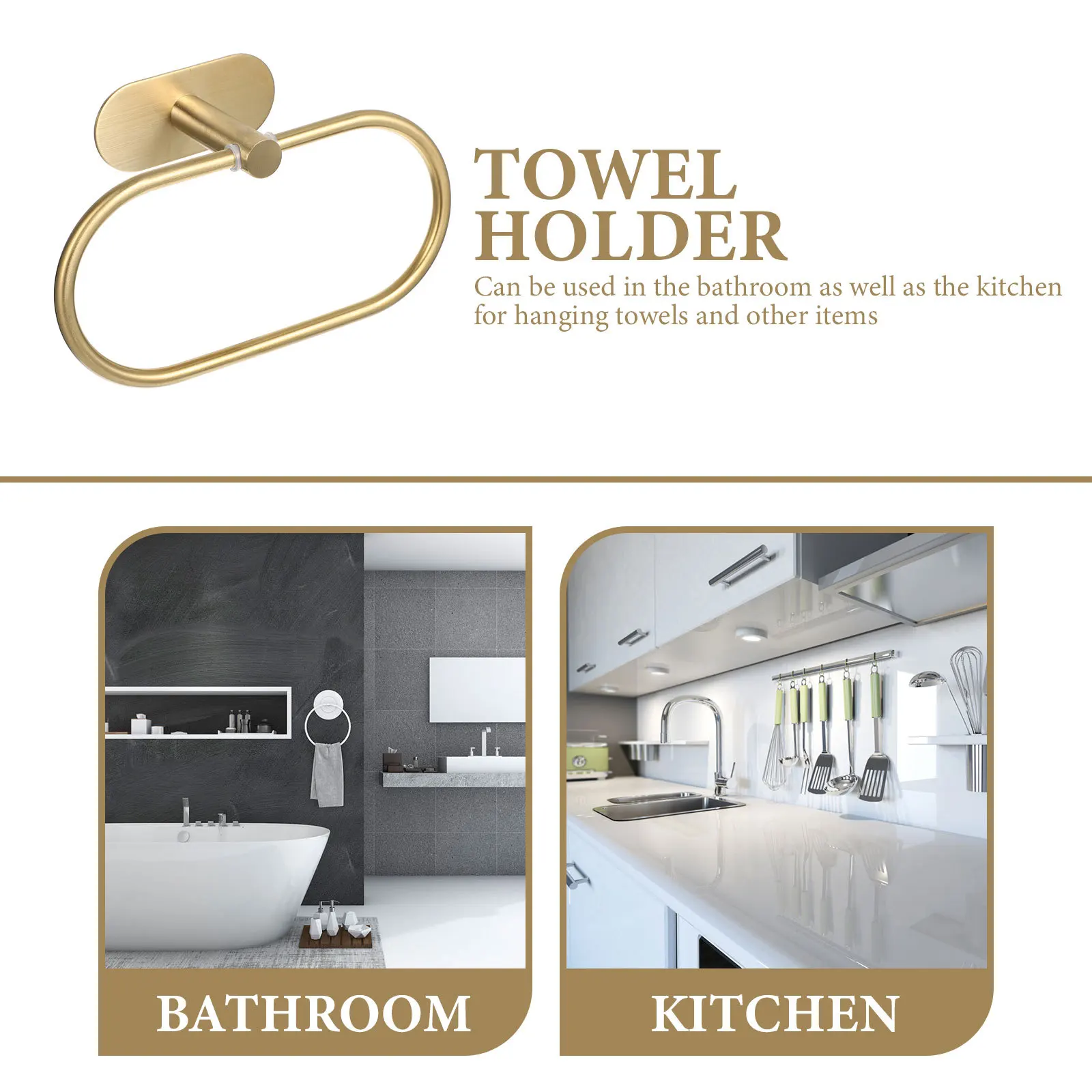 

Stainless Steel Towel Ring Wall-Mounted Heavy Duty Rust Resistant Smooth Edge for Bathroom Kitchen Home Organization Storage