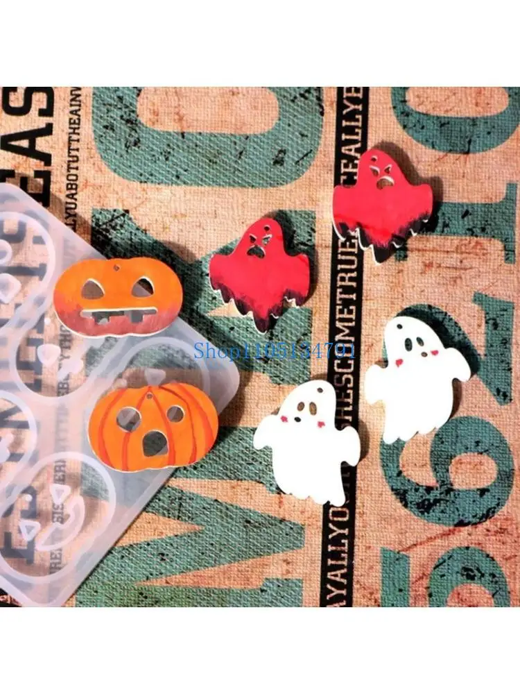 

98km Epoxy Mould DIY Pumpkin Bat Earring Pendant Halloween for Key Pendant Silicone