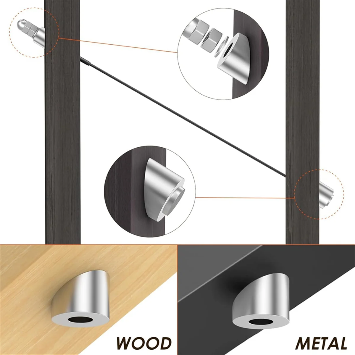 A002 15 Pcs Angle Beveled Washer, 1/4inch ID Stainless Steel 30 Degree Angle Washers, -Cable Railing Hardware