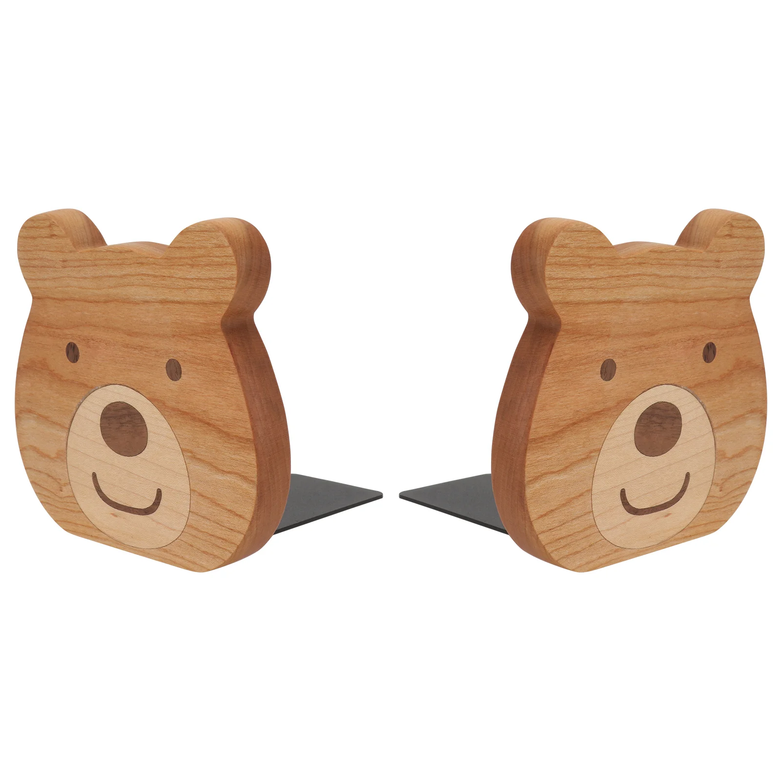 

2 Pcs Cartoon Bookend Wooden Support Stand for Shelves Decorative Bear Bookshelf Holding Kids