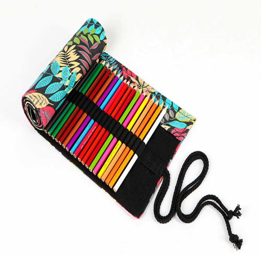 12/24/36/48/72 Hole Pencil Case Colorful Cloth Canvas Pencil Bag Stationery Organizer Storage Pouch Student School Supplies