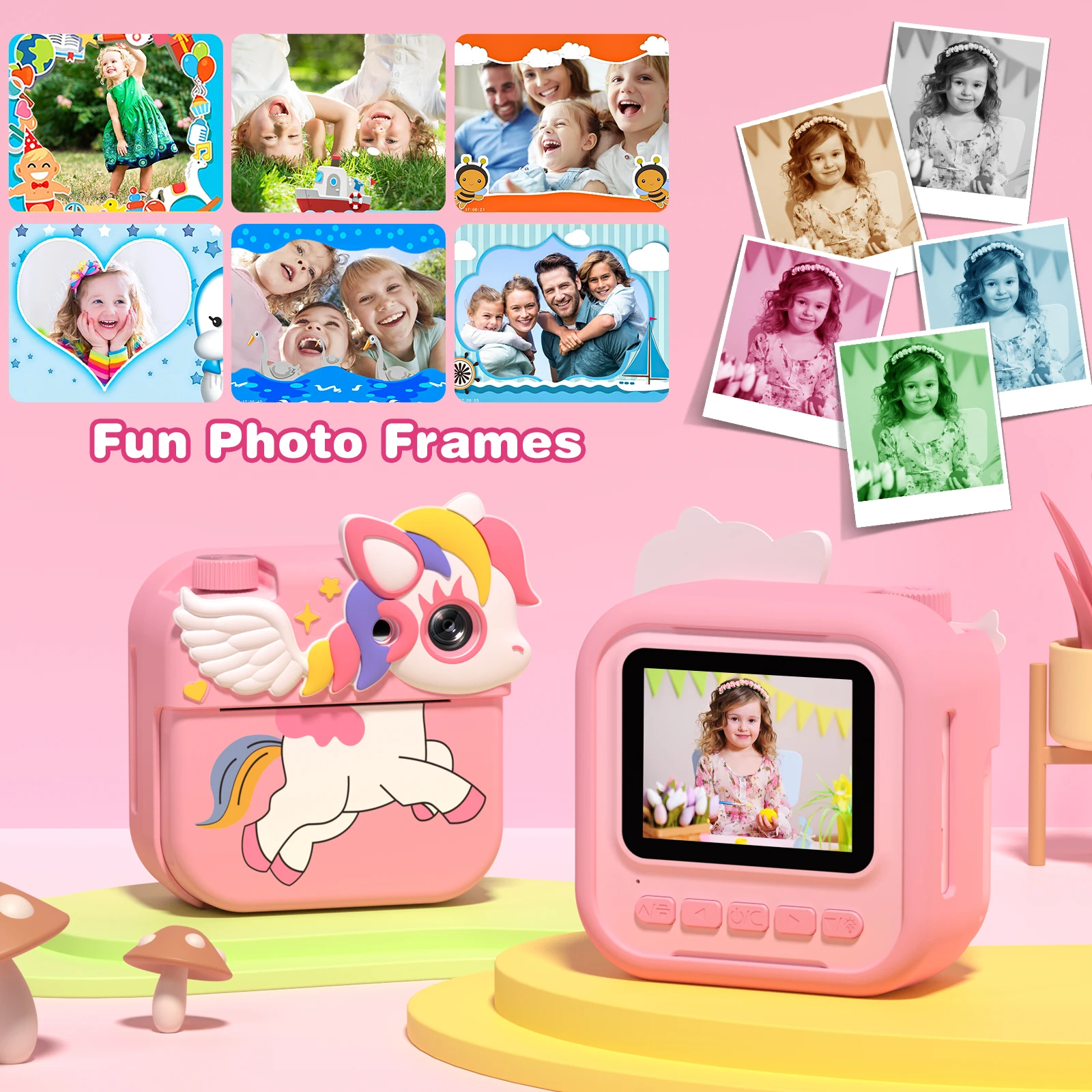 Gofunly Kids Digital Camera 12MP 1080P HD Instant Print Camera IPS Screen Printing Camera Toy Gift For Children