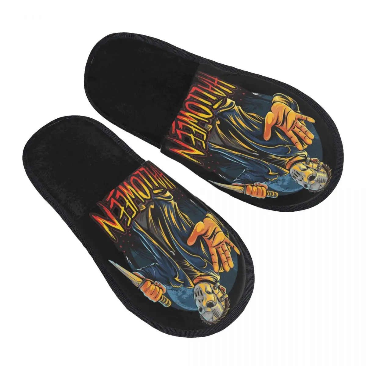 

Casual Horror Film Halloween Michael Myers Knife Men Women Furry slippers fashion pantoufle homme Home slippers