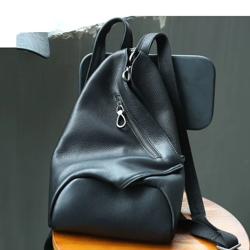 New Anti-theft Genuine Leather Small Backpack Girl Retro Classic School Bags For Man Multifunction Shoulder Crossbody Chest Bag