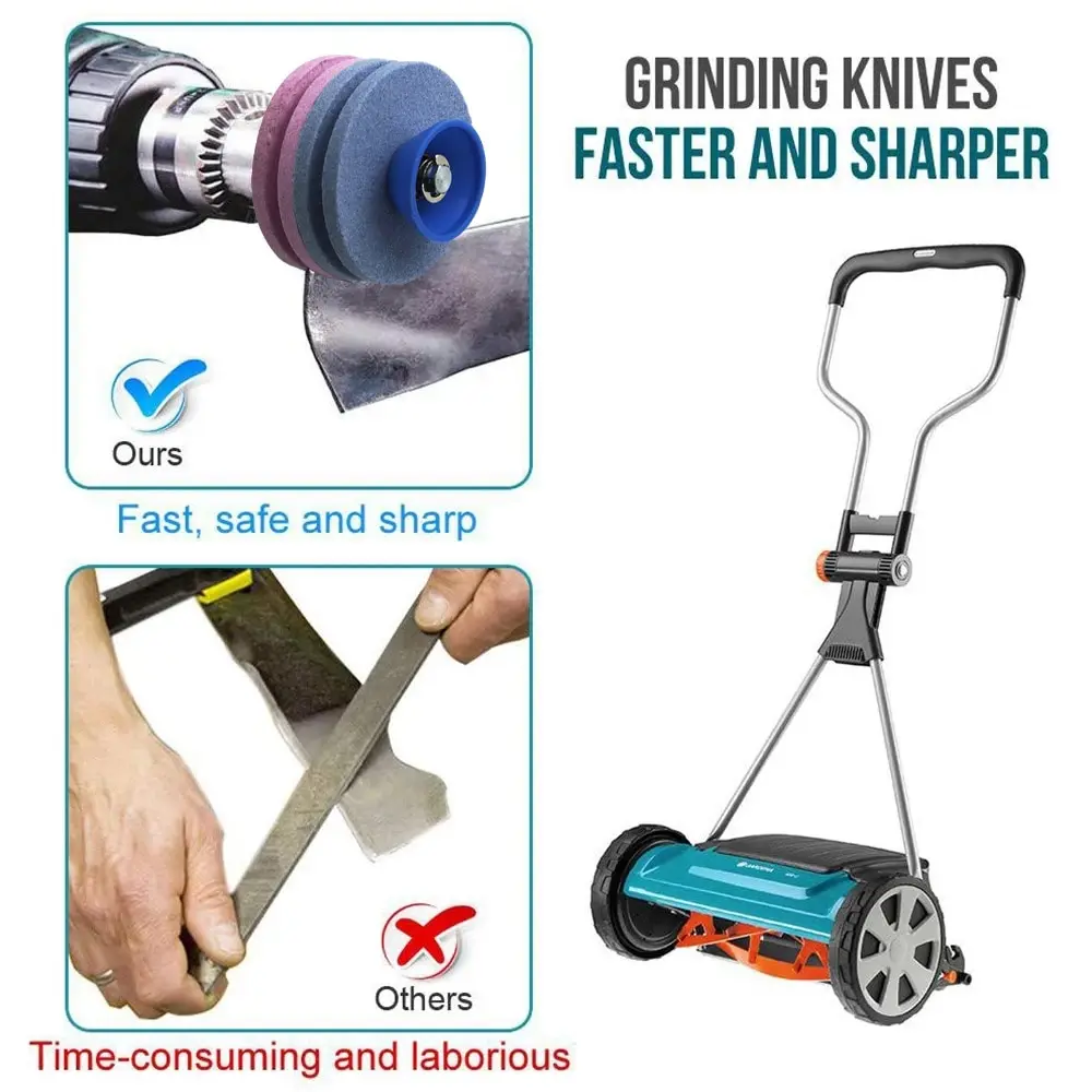 Abrasive Tools Sharpener Grinding Double/Four-layer Hex Handle Universal Grinding Rotary Drill Cuts Whetstone for Lawn Mower