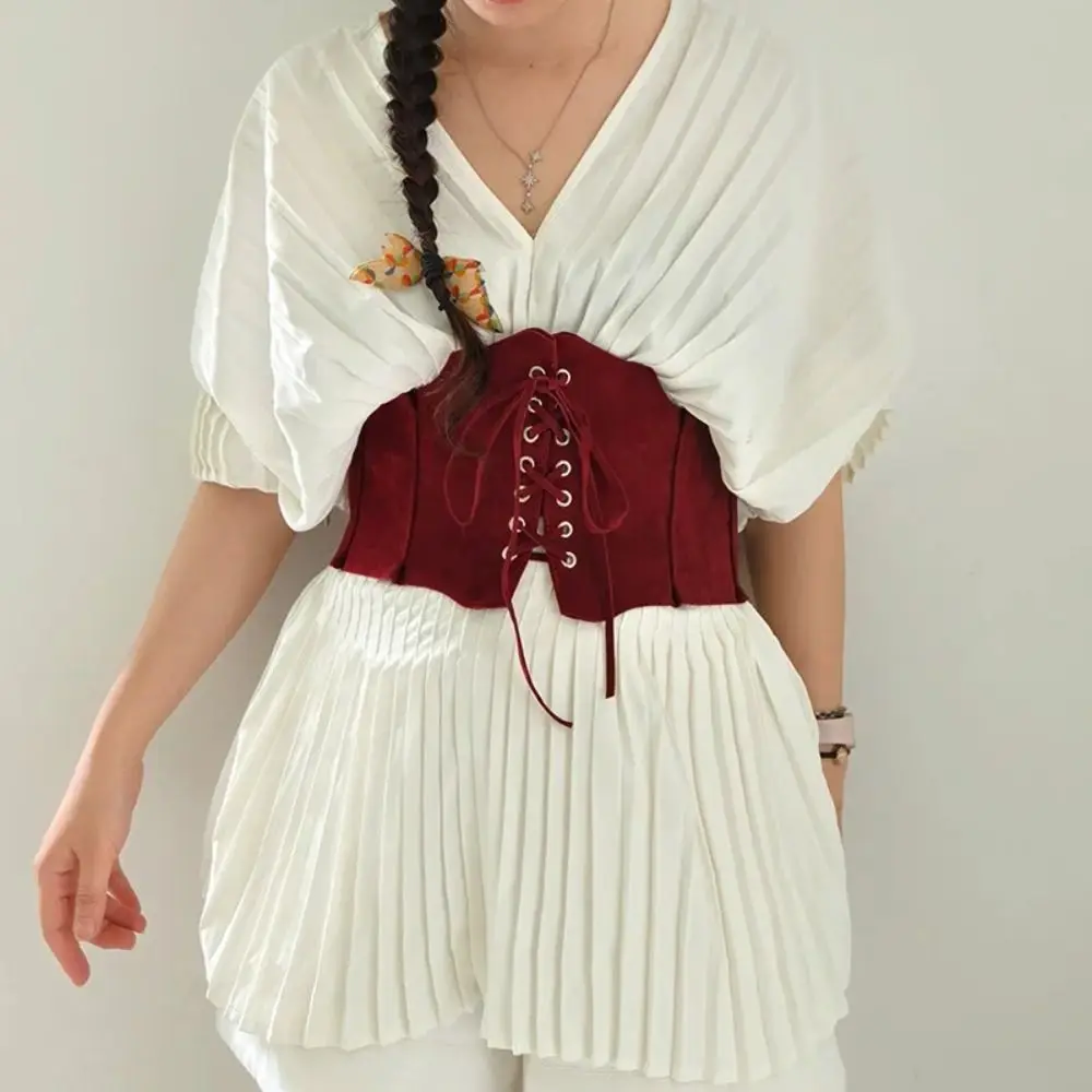 Gothic Adjustable Pu Leather Corset PU Leather Spicy Girl Brown Cummerbunds Solid Color Elastic Western Cowboy Belt Ladies
