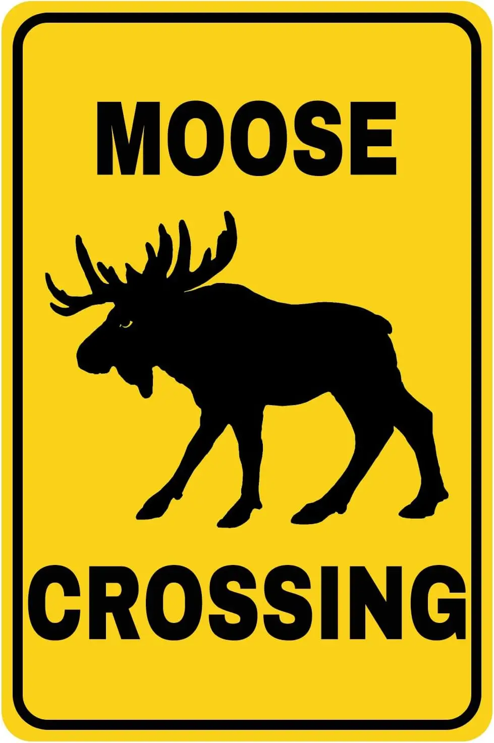 （2D Tin painting）Metal Tin Sign Moose Crossing Road ; Street Yard Garden Wall Man Cave Decor  Indoor Outdoor USE-aluminum