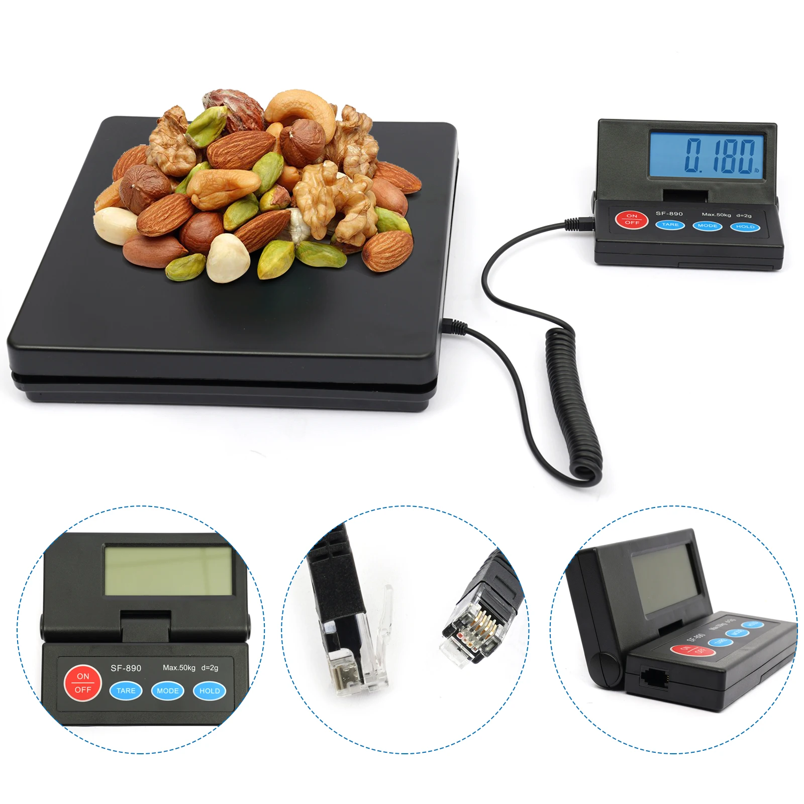 Digital Parcel Scale Precision Letter Scale With 1 g/2 g Accuracy, High Precision Sensor System, Black Plastic Design