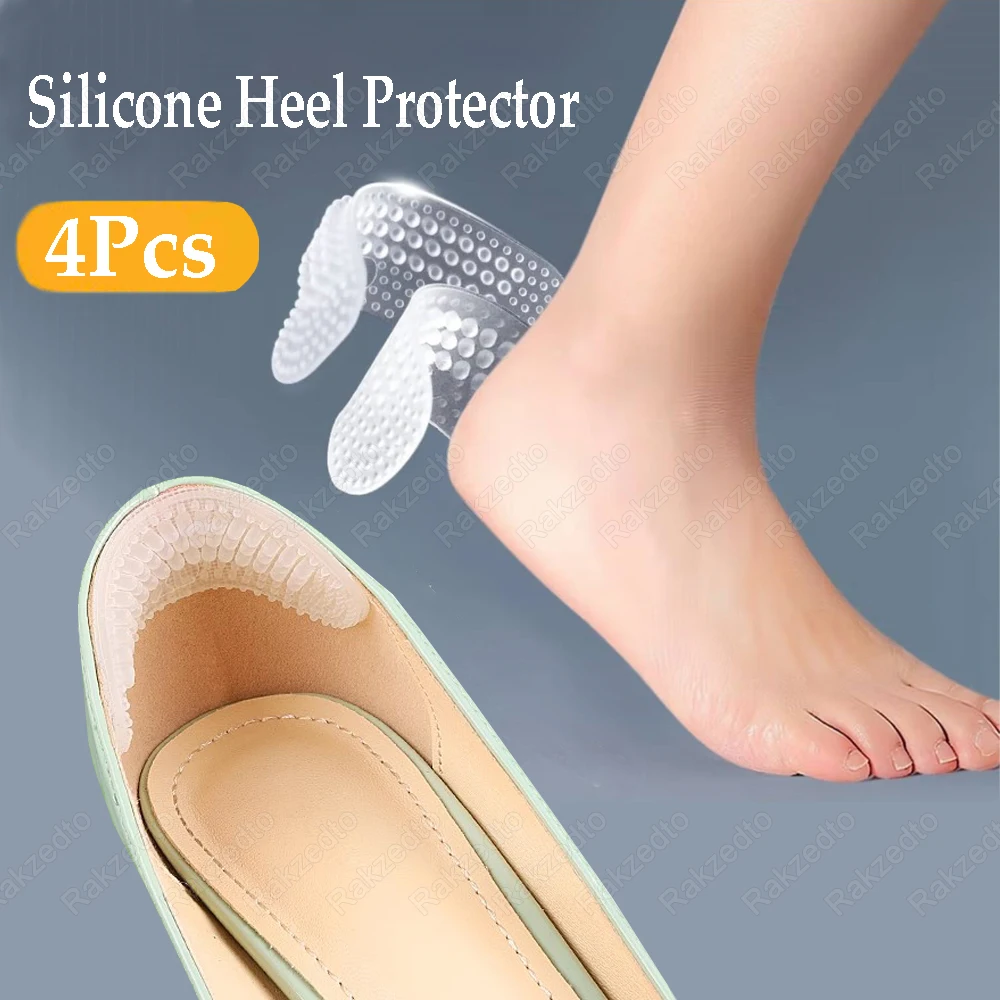 4Pcs Silicone Heel Pads for Shoes Reduce Size Insole Non-Slip Heel Grips Liner for Loose Shoes Insert Foot Pads for High Heels