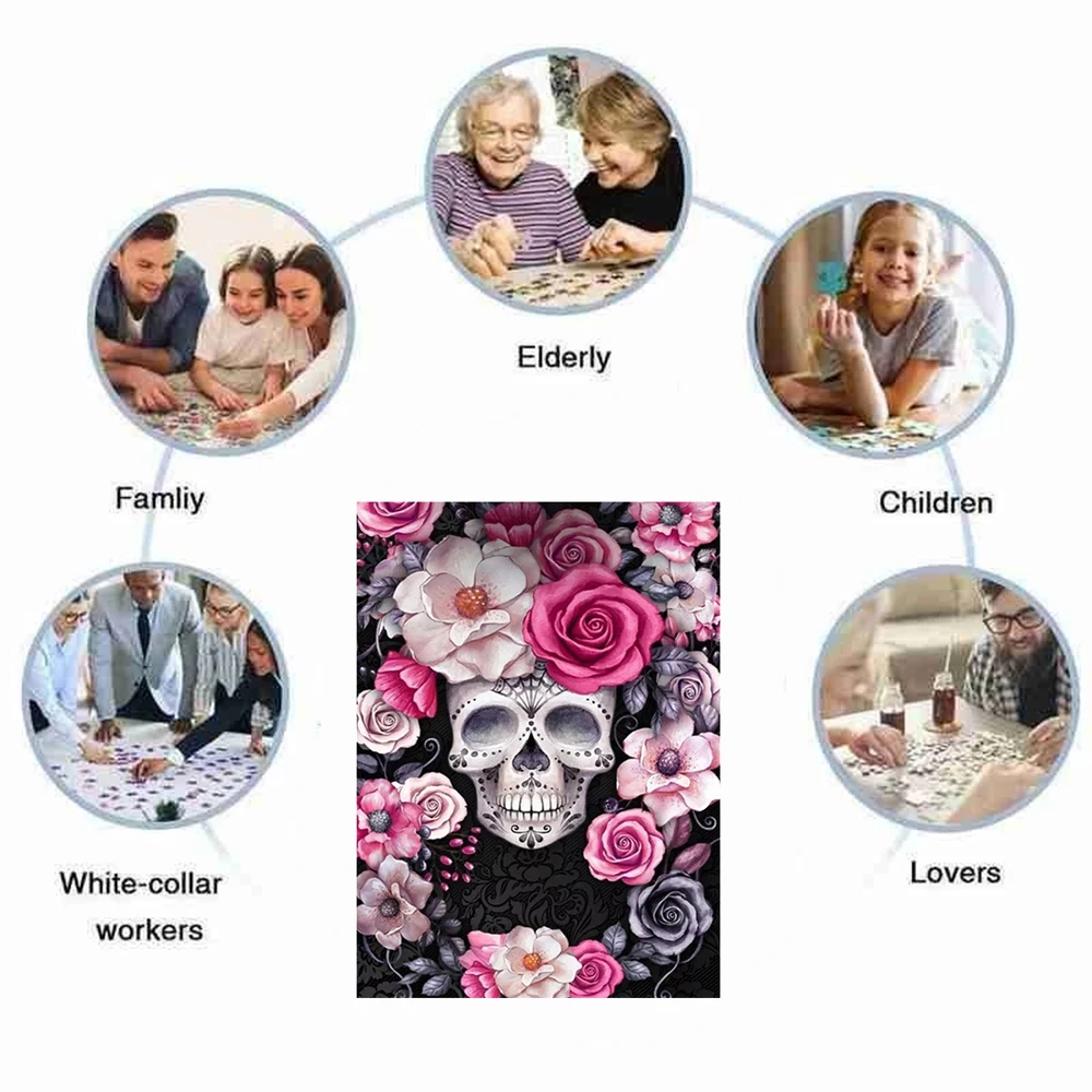 Wooden Animal Puzzle Halloween Adult and Children Puzzle Unique Mysterious Skeleton Puzzle Holiday Gift Interactive Game Toy Woo