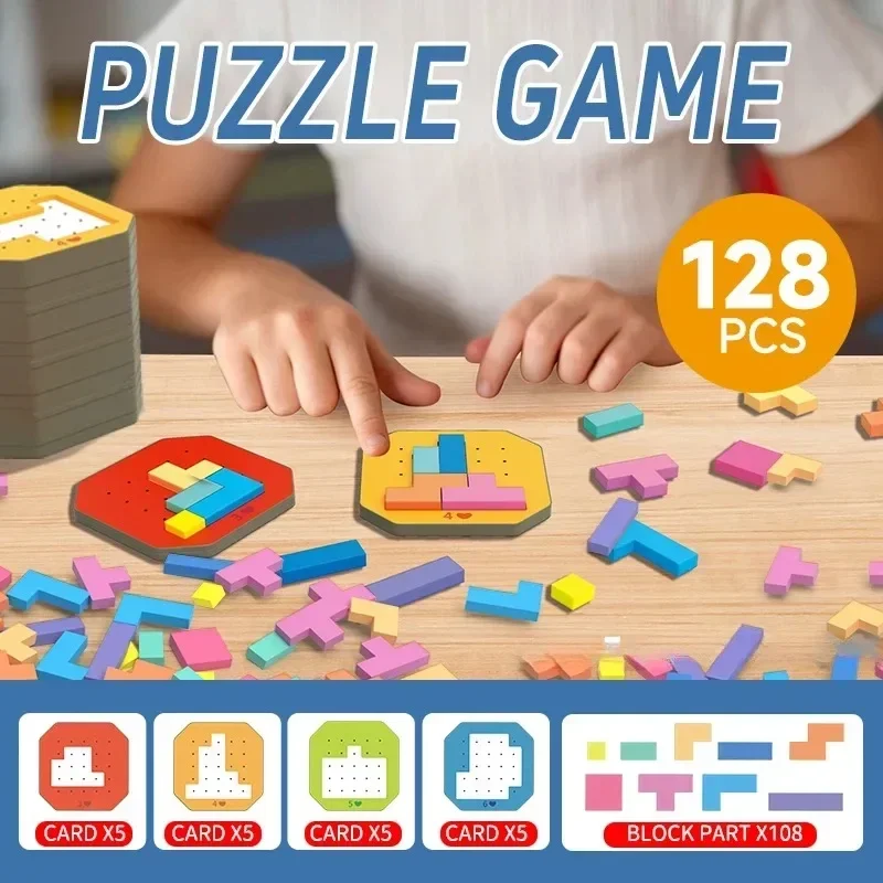 Puzzle 3D créatif/de bureau Montessori et jouets mathématiques Tangram/construction et blocs couleur de planche * jeu de forme et pour enfants * cadeaux éducatifs