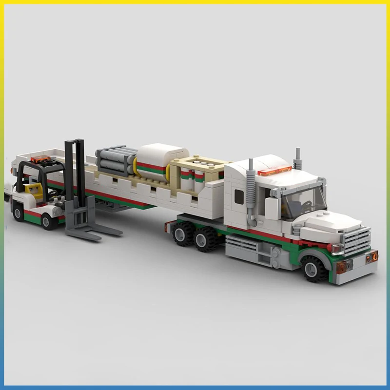 560 قطعة MOC البناء أوكتان شاحنة ومقطورة مسطحة مدينة الهندسة نموذج اللبنات التراص الطوب الإبداعية التعليمية