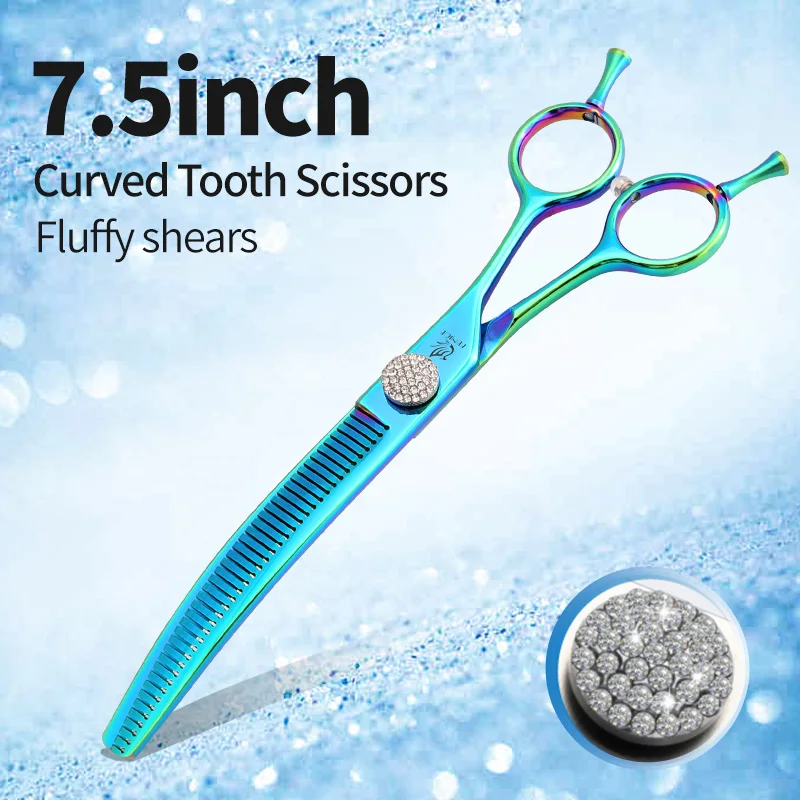 Fenice 6,5/7,0/7,5 Zoll Haustier-Friseurschere JP440C Diamanten gebogene Zahnschere für Hundeschönheit, Ausdünnungsrate 50 %-5 % 9