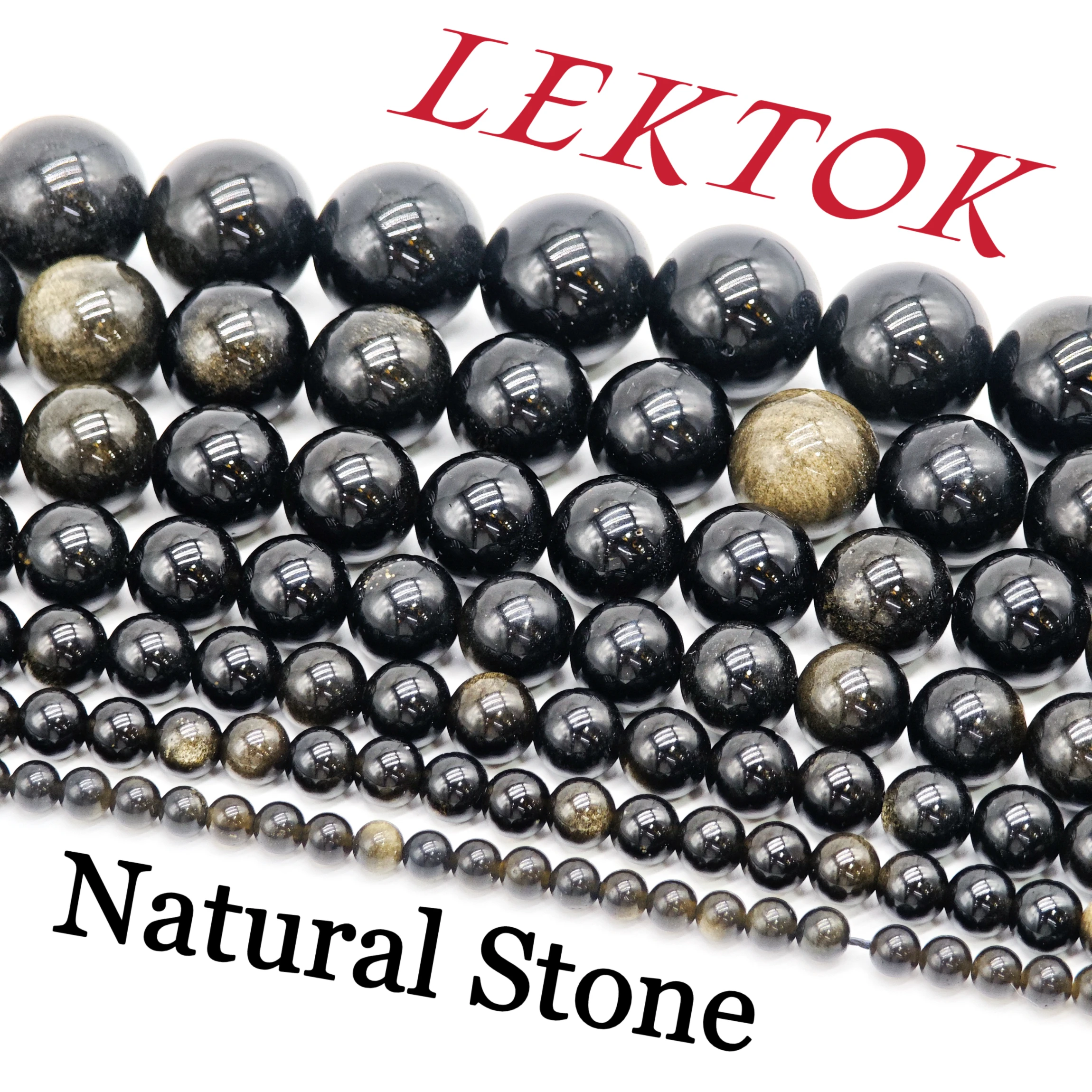 

Natural Obsidian Gemstone Beads 4/6/8/10/12/14mm Pick Size Round Loose Stone Design Gift Accessory For Jewelry MakingDIY