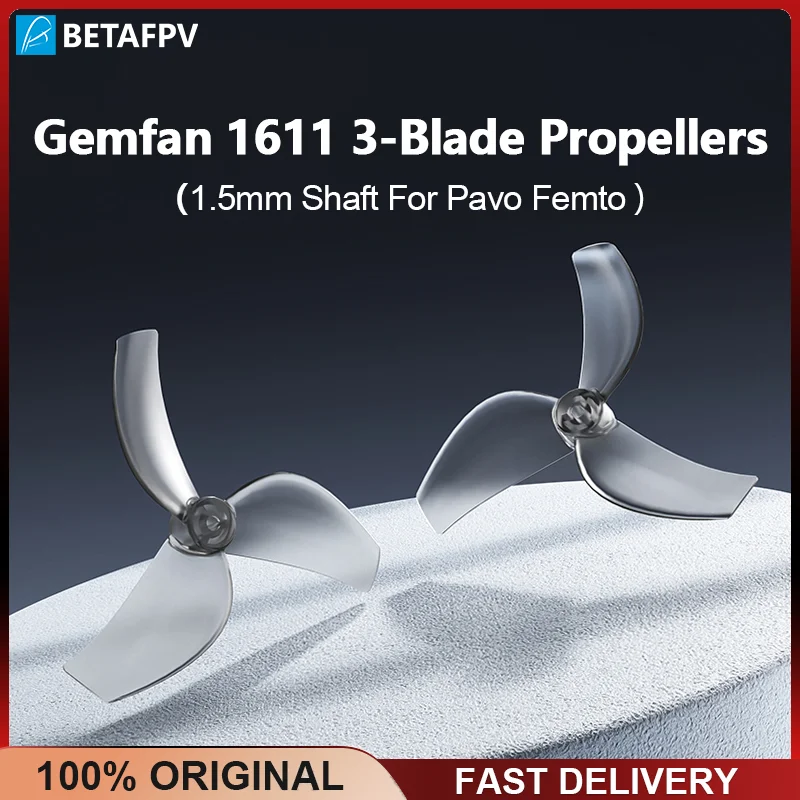 BETAFPV 12Pcs Gemfan 1611 3-Blade CW CCW PC Propellers 1.5mm Shaft Suit for LAVA 1102 / 0802SE Brushless Motor Pavo Femto Drone
