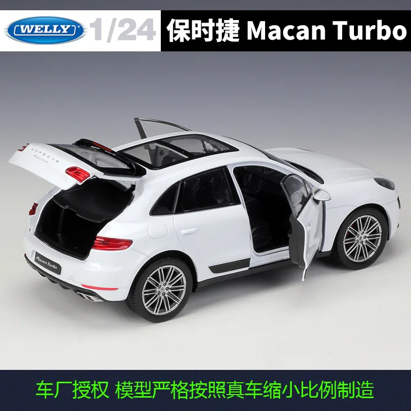 WELLY 1:24 échelle Porsche Macan Turbo SUV-modèle de voiture moulé sous pression en alliage sous licence officielle avec portes et capot d'ouverture