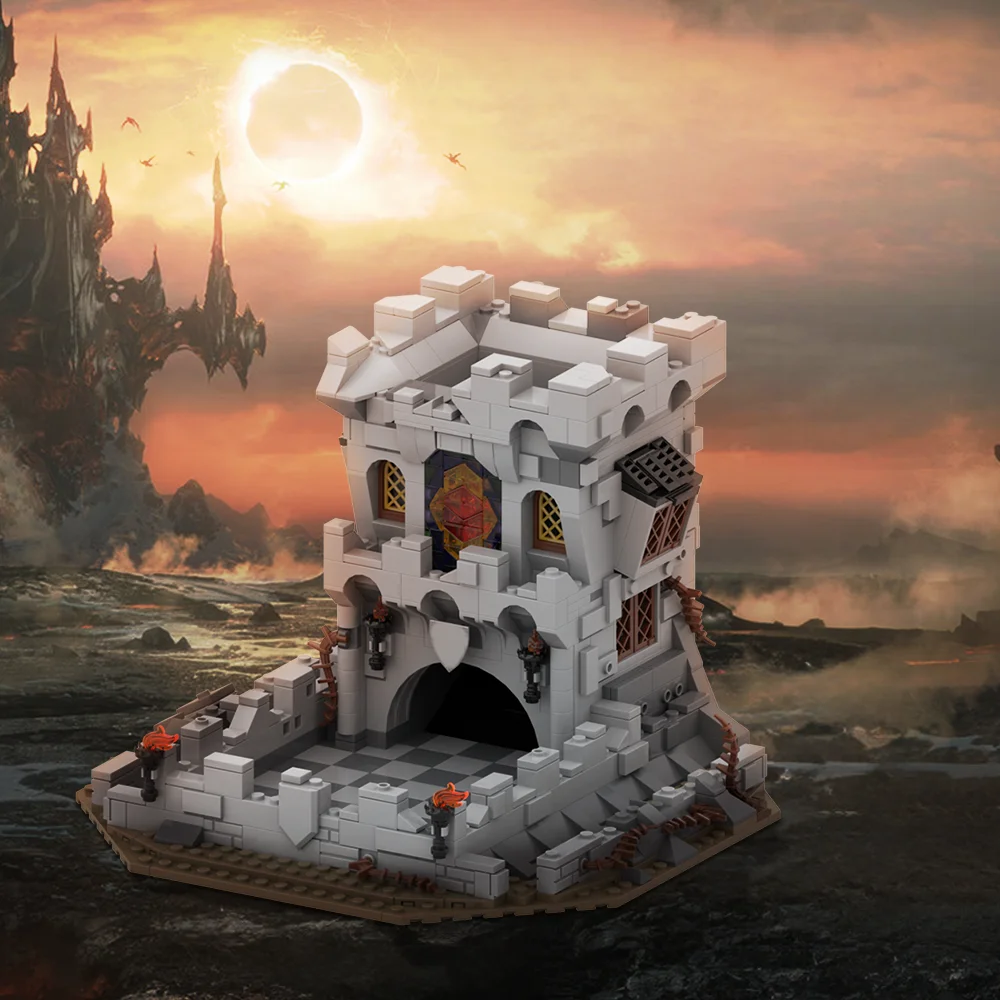 MOC Tiamat'st Dice Tower Building Blocks Model Medieval Watchtower Architecture DIY Bricks Assembly Toys Kids Birthday Gifts